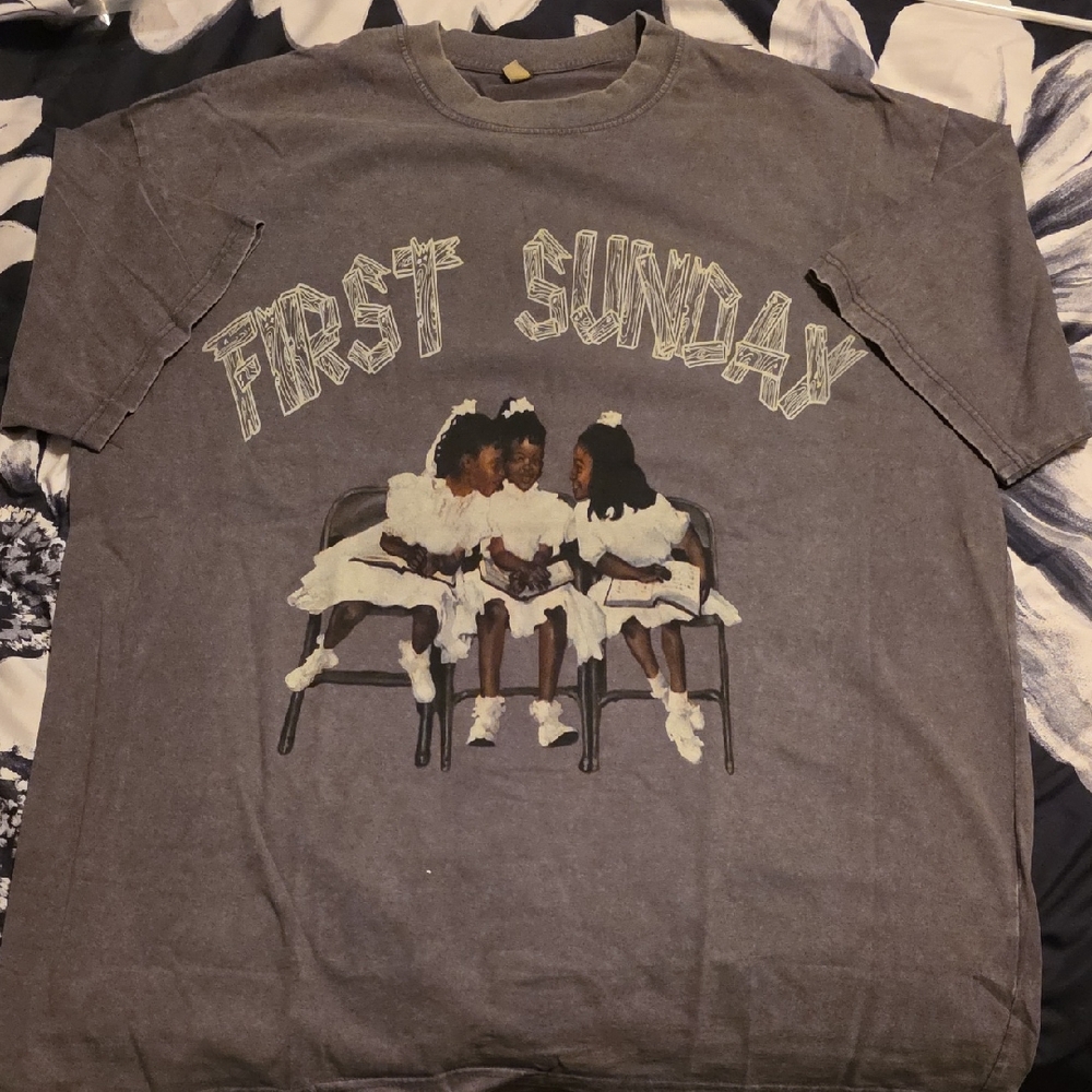 Vintage Gray 'First Sunday' Graphic Tee